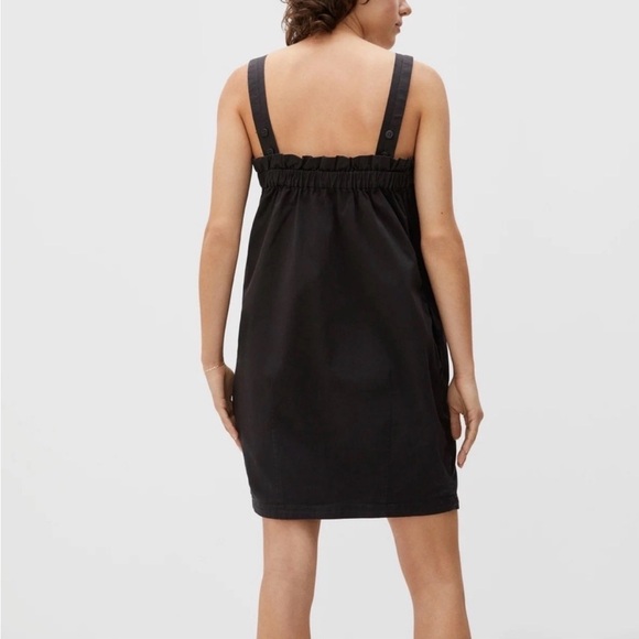 EVERLANE Paper Bag Dress Black Elastic Top Pockets Mini Adjustable Strap Medium - Picture 5 of 8